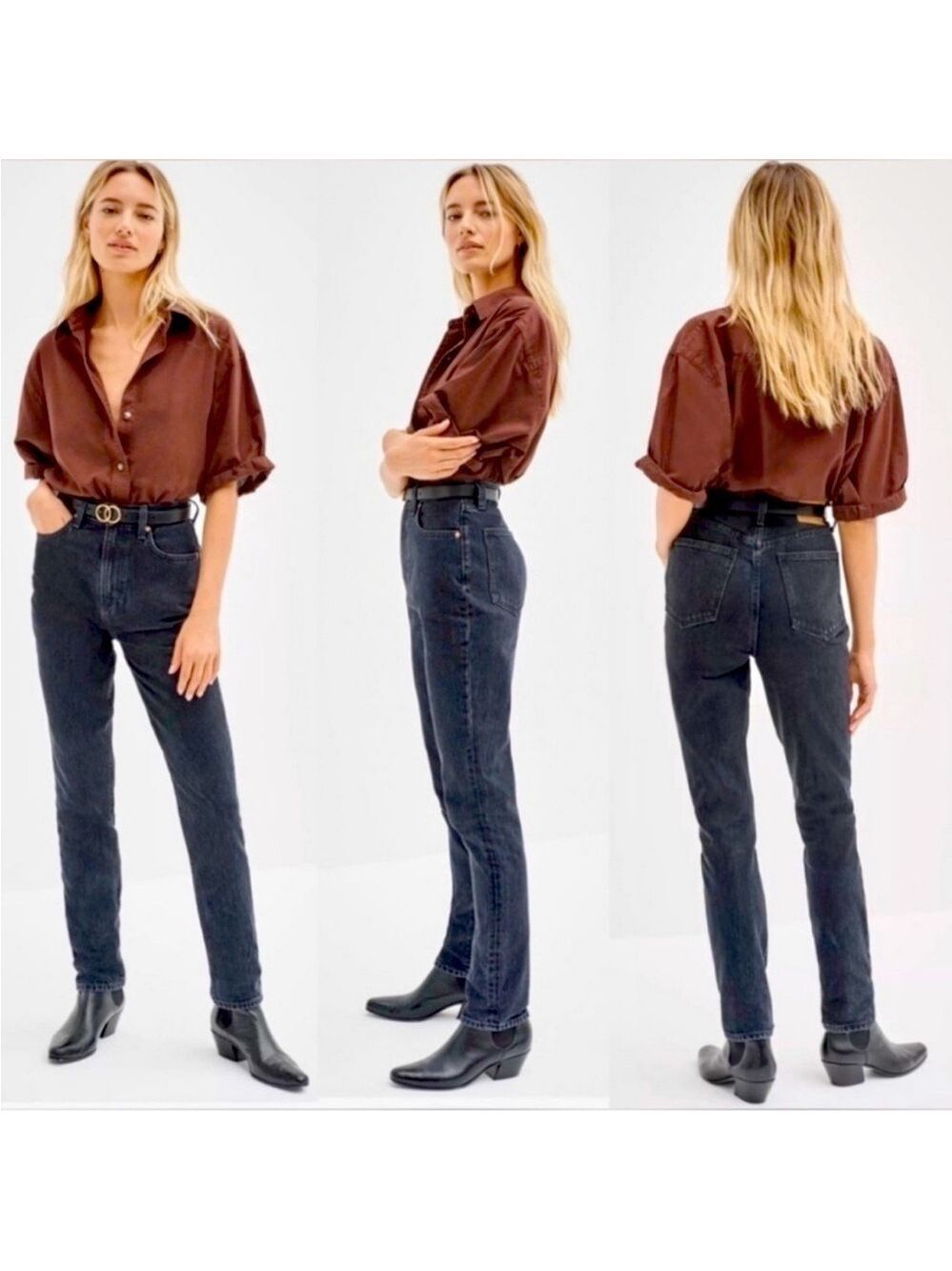 Aritzia Denim Forum The Nina Super High Cigarette Black 30L Jeans, size 28